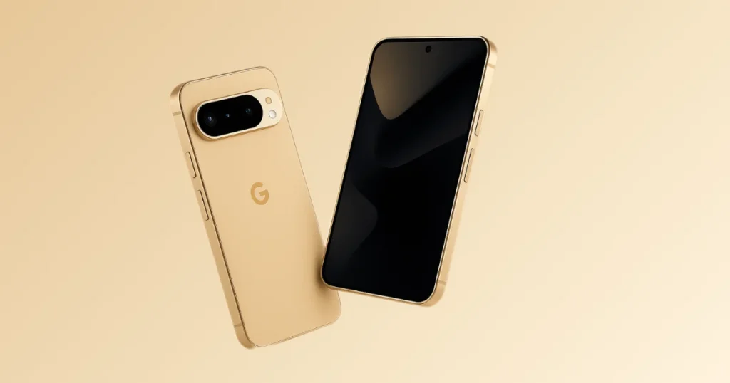 Google Pixel 10 series phone with triple camera setup and sleek flat-edge design, teased for August 21, 2025 launch